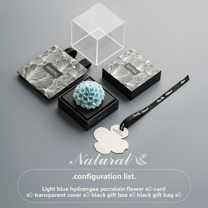 Lanyu Natural New Plaid Porcelain Floral Aromatherapy Gift Box [Qixi Gift] Gift for Girlfriends and Friends