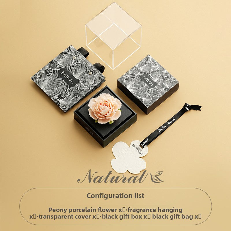 Hand‑Pinched Square Peony Flameless Aromatherapy Gift Box