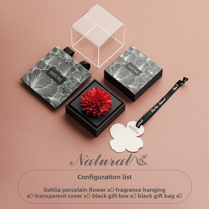Pattern Mange Aromatherapy Gift Box Red Oriental Non-Heritage Hand-Pinching Ceramic Flower Creative Gift Business Gift