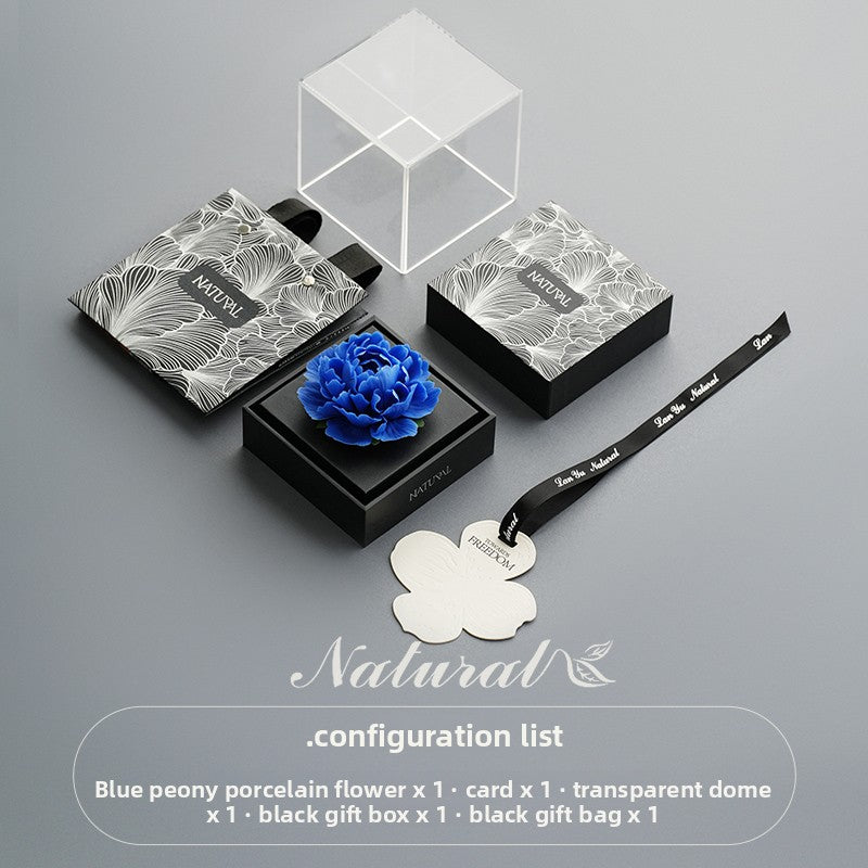 Lanyu Natural New Plaid Porcelain Floral Aromatherapy Gift Box [Qixi Gift] Gift for Girlfriends and Friends