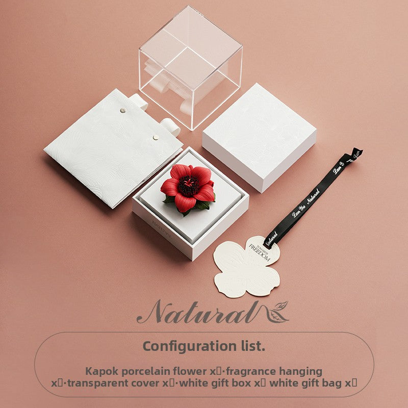Pattern Mange Aromatherapy Gift Box Red Oriental Non-Heritage Hand-Pinching Ceramic Flower Creative Gift Business Gift