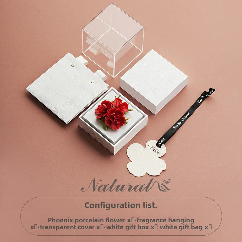 Pattern Mange Aromatherapy Gift Box Red Oriental Non-Heritage Hand-Pinching Ceramic Flower Creative Gift Business Gift