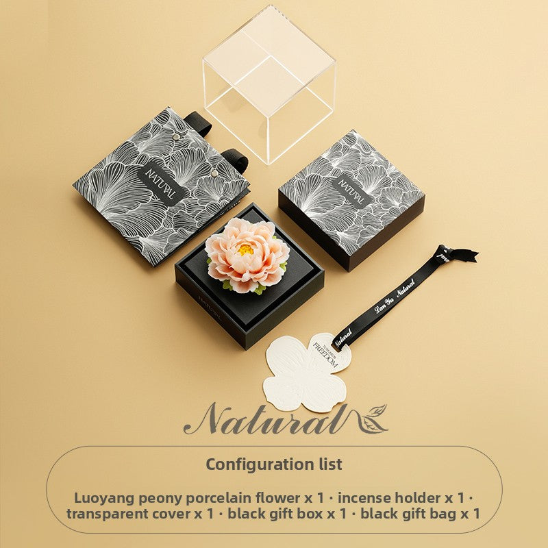 Hand‑Pinched Square Peony Flameless Aromatherapy Gift Box